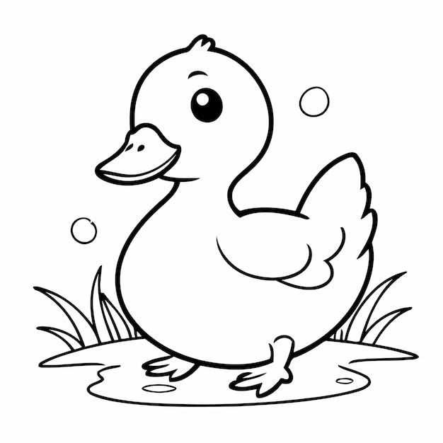 Vecteur illustration de canard drôle pour le livre à colorier