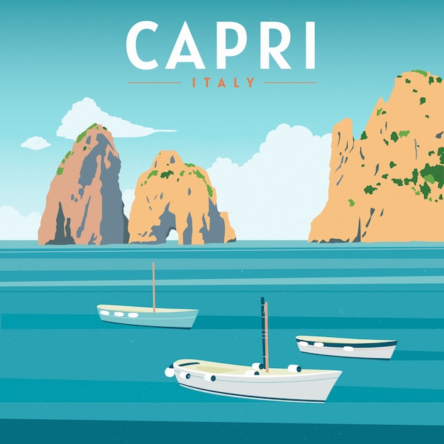 Vecteur illustration capri dessinée à la main