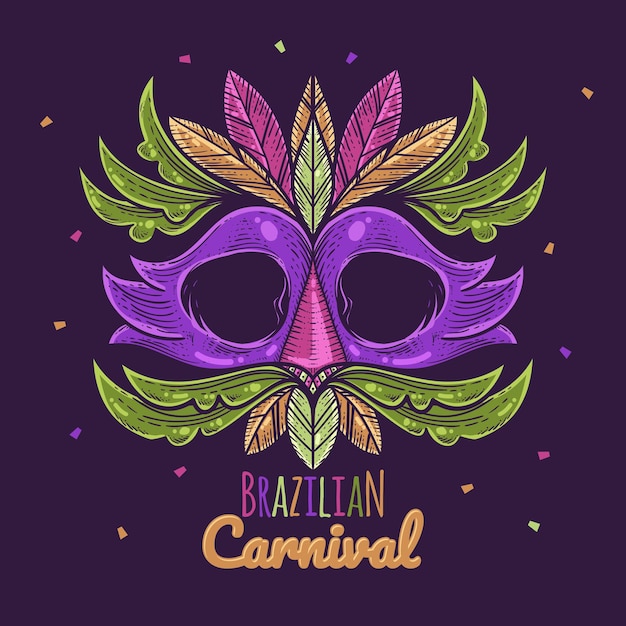 Vecteur illustration de carnaval brésilien avec masque