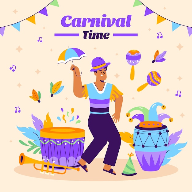 Illustration De Carnaval Plat