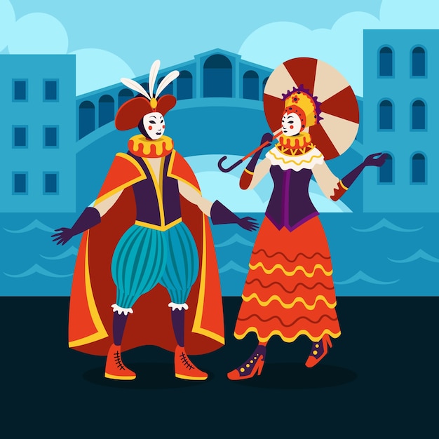 Illustration De Carnaval De Venise Plat