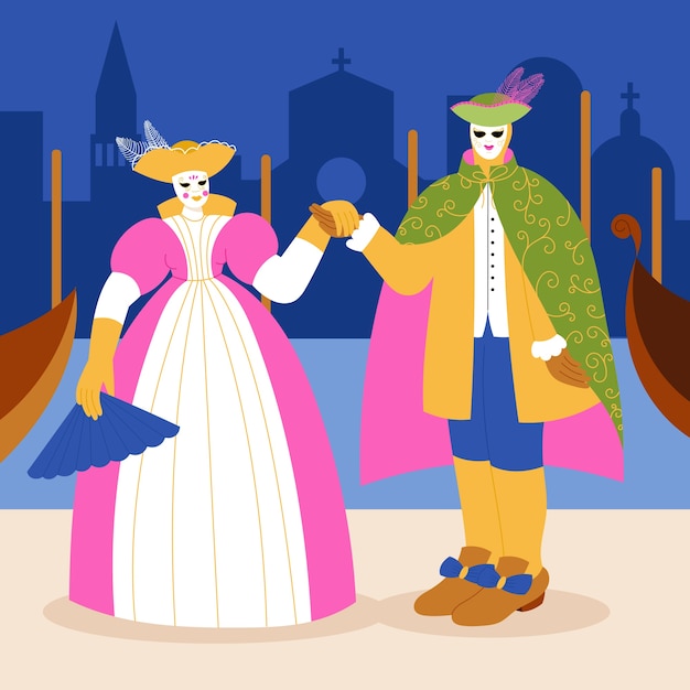 Illustration De Carnaval De Venise Plat