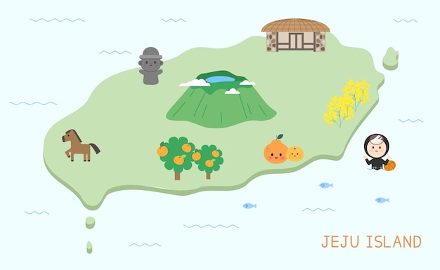 Illustration De La Carte De L'île De Jeju