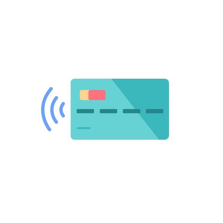 Illustration de carte de paiement plat de dessin animé de vecteur. Carte de crédit bancaire verte isolée sur le concept de technologie de paiement fond-moderne vide, conception de bannière publicitaire de site web en ligne