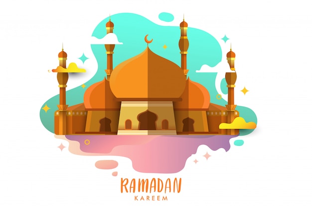 Illustration de carte de voeux RAMADAN-Ramadan Kareem, dessin animé de ramadan kareem.