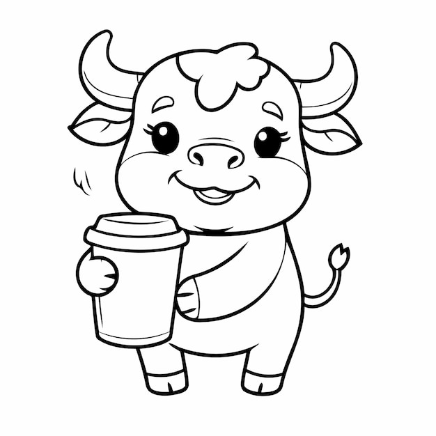 Vecteur l'illustration de cartoon bull pour le livre à colorier