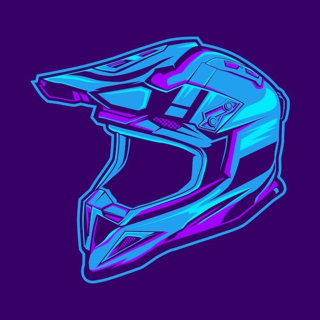 Vecteur illustration de casque de motocross vectoriel avec un style dessiné à la main