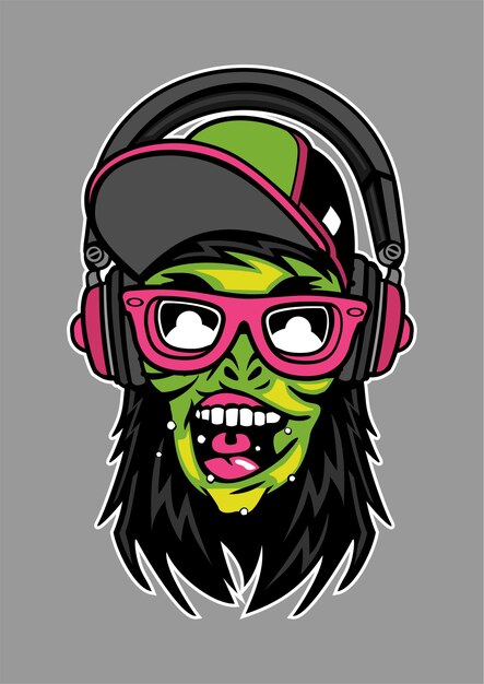 Illustration De Casque Zombie Dessiné à La Main