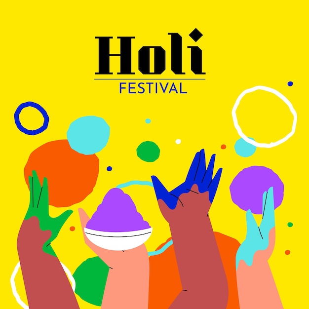 Vecteur illustration de célébration du festival holi plat