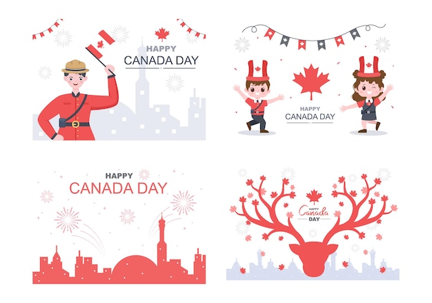 Illustration de célébration de la fête du Canada heureux