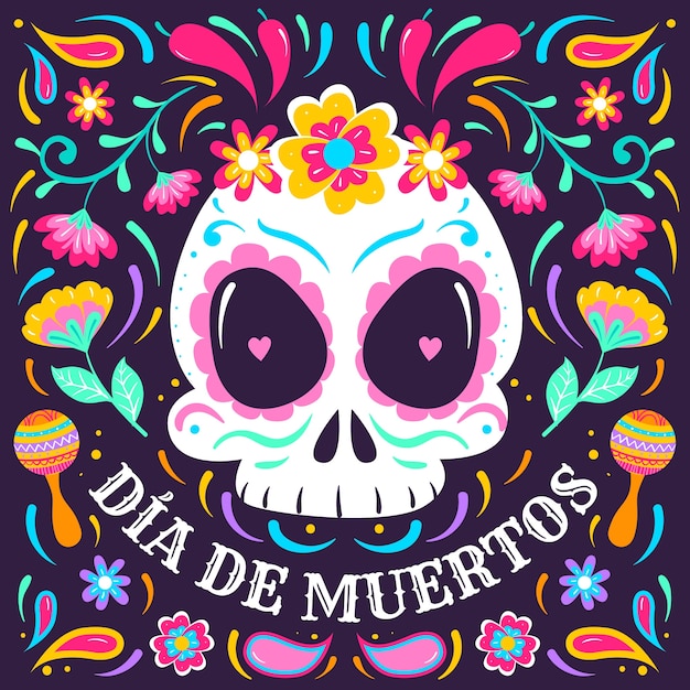 Vecteur illustration de célébration plate dia de muertos