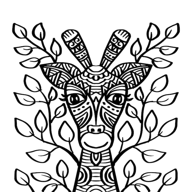 Vecteur illustration de cerf zentangle dessiné à la main