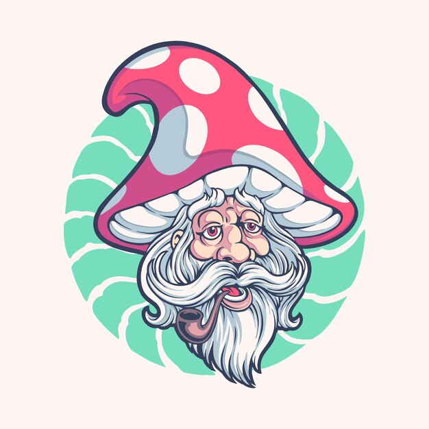 Vecteur illustration de chaman trippant aux champignons magiques