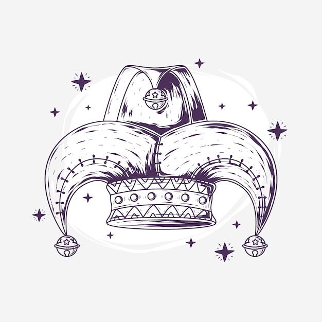 Illustration de chapeau de bouffon dessinée à la main