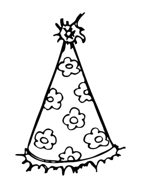 Vecteur illustration de chapeau de fête dessiné à la main chapeau d'anniversaire doodle clipart de vacances