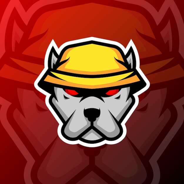 Illustration D'un Chapeau De Seau De Chien Dans Le Style De Logo Esport