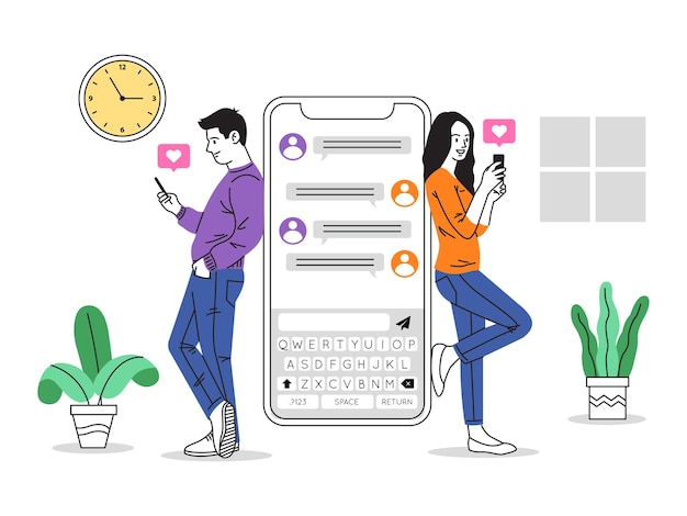 Vecteur illustration de chat de l'application de date