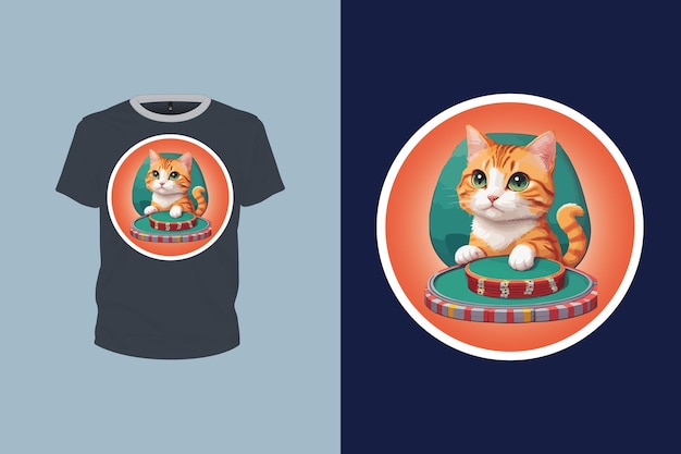 Illustration De Chat De Casino Pour La Conception De T-shirt Fichier Vectoriel Prêt à L'impression Modifiable