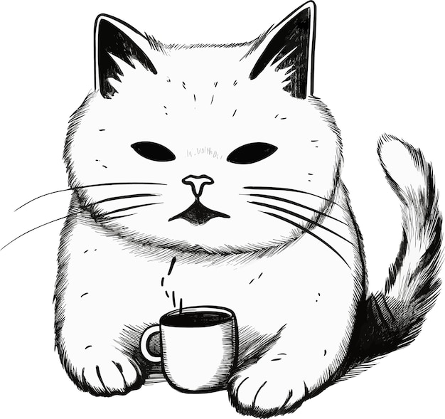 Illustration de chat dessiné à la main