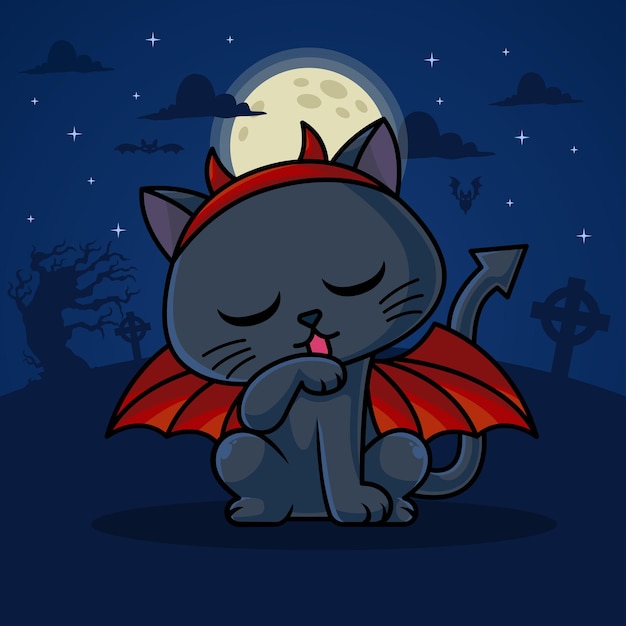 Vecteur illustration de chat halloween