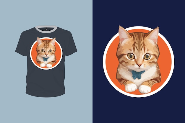 illustration de chat mignon art vectoriel pour la conception de t-shirt fichier vectoriel prêt à imprimer modifiable