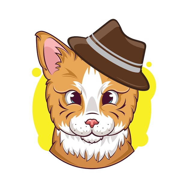 Illustration D'un Chat Mignon Avec Avatar Chapeau Brun