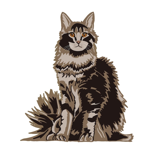 Illustration De Chat Mignon Maine Coon