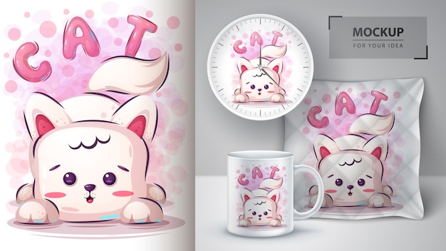 Illustration De Chat Mignon Et Merchandising