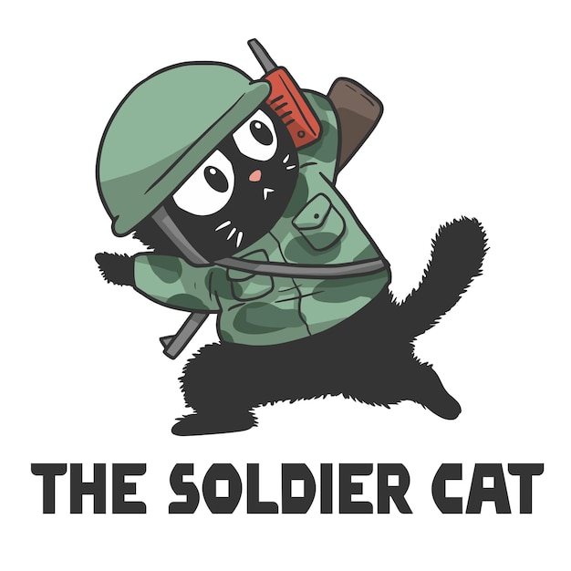 Illustration D'un Chat Qui Est Un Soldat, Chat Mignon Drôle De Bande Dessinée