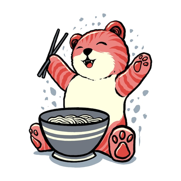 L'illustration De Chat Ramen Heureux