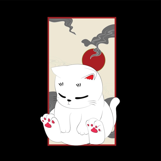 illustration de chat avec un style japonais pour le logo du carnet d'événements kaijune