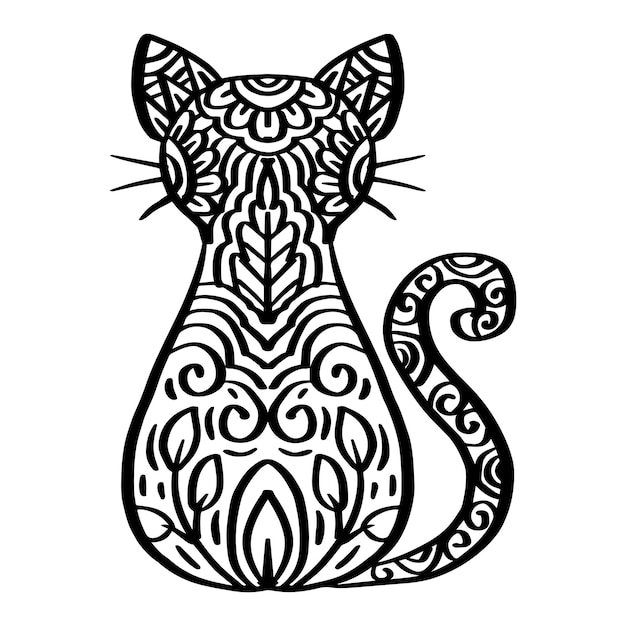 Illustration De Chat Zentangle Dessiné à La Main