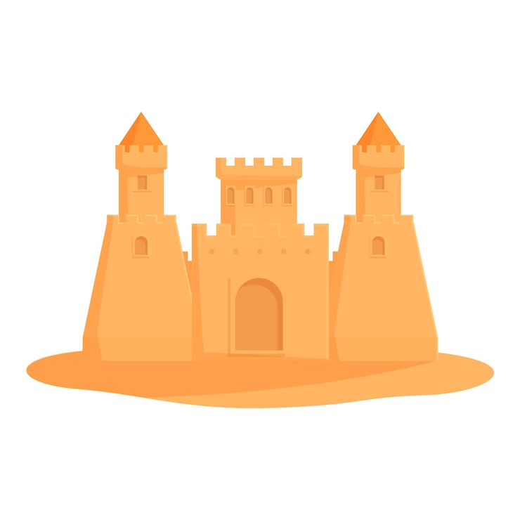 Vecteur illustration de château de sable de dessin animé sur fond blanc