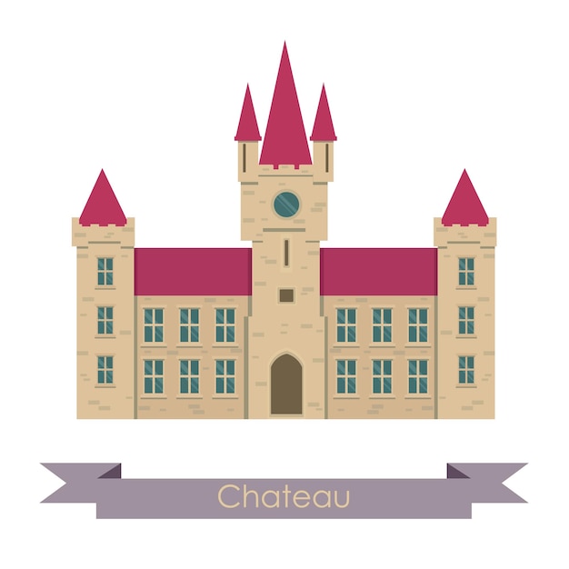 Illustration De Château De Vecteur Isolé Sur Fond Blanc