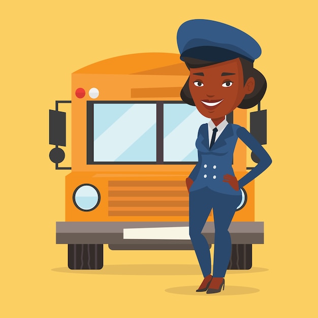 Vecteur illustration de chauffeur d'autobus scolaire.