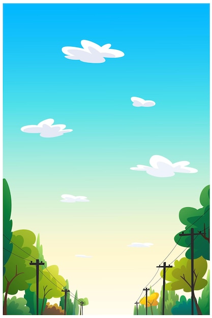 Illustration d'un chemin d'arbre beau ciel