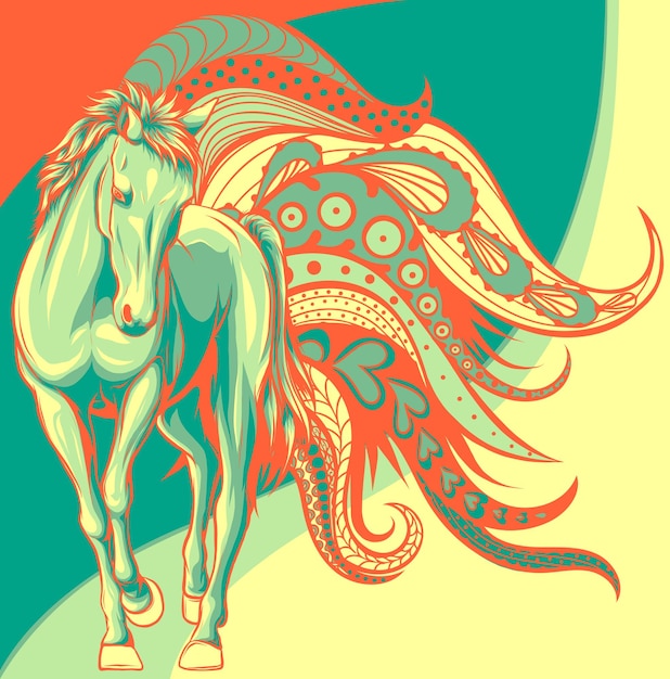 Illustration d'un cheval avec mandala