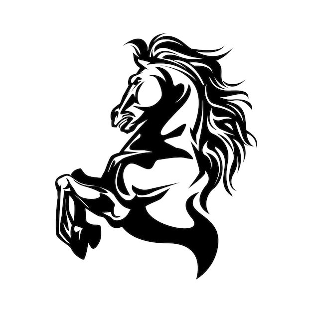 Illustration de cheval noir et blanc