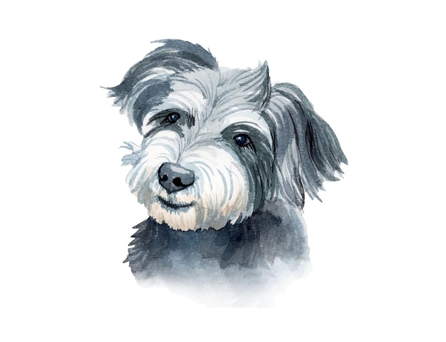 Illustration de chien aquarelle peinte à la main