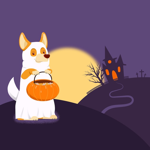 Illustration De Chien Fantôme Pour Halloween