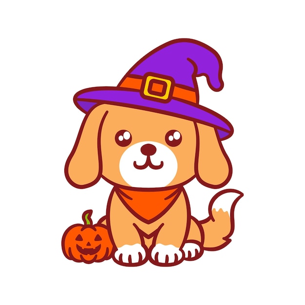 Une illustration de chiens mignons portant un chapeau d'Halloween