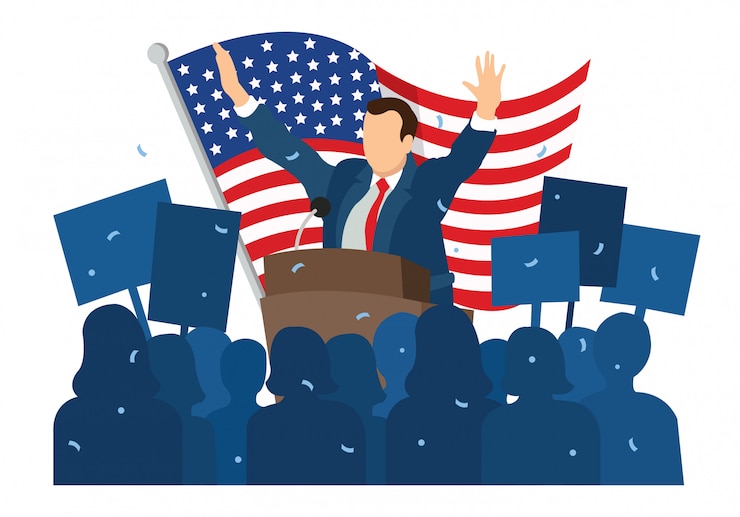 Vecteur illustration de citoyens qui ont applaudi après le discours du président