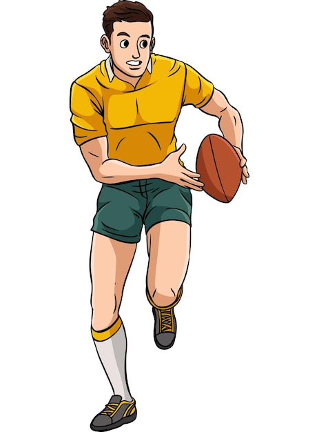 Illustration de clipart coloré de dessin animé de sport de rugby