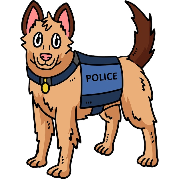 Illustration de Clipart de couleur de dessin animé de chien de police