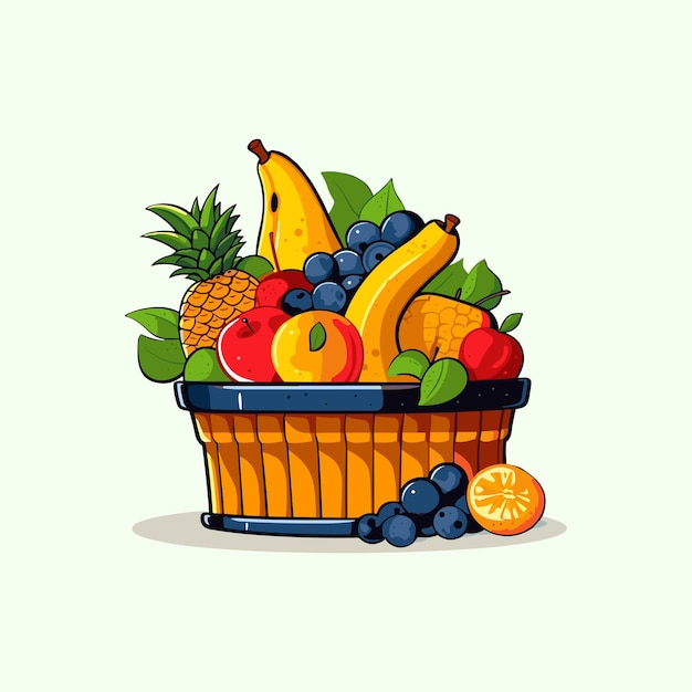 illustration clipart de panier de fruits frais