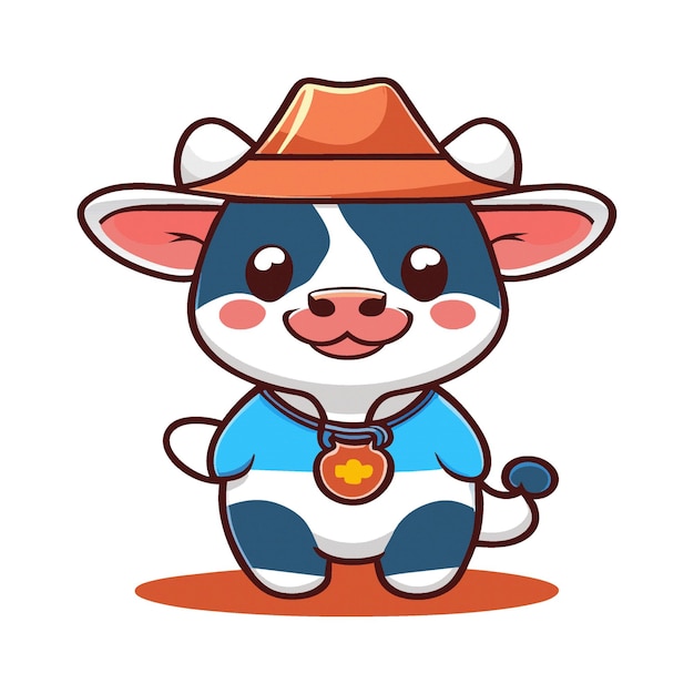 Illustration Clipart De Personnage De Vache Mignonne Portant Un Cowboy 318