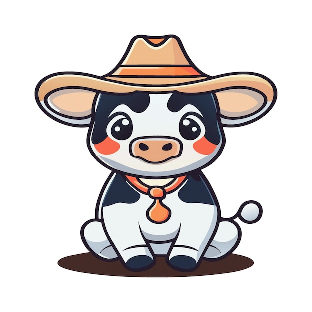 Illustration Clipart De Personnage De Vache Mignonne Portant Un Cowboy 373