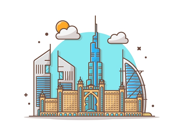 Vecteur illustration de clipart vectoriel de la ville de dubai skyline