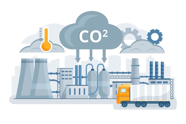 Vecteur illustration de co2 dessinée à la main