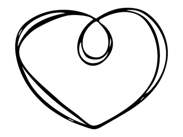 Illustration de coeur simple dessiné à la main Doodle mignon coeur saint valentin